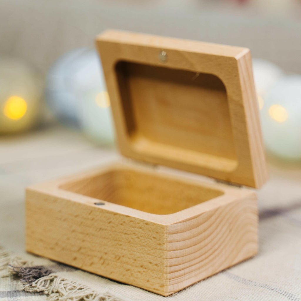 Schmuckkästchen mit Deckel aus Holz - Klein, ca. 10x8x5 cm, Natur | Holzschachtel Schatulle Schmuckkästchen - Geschenkbox Holzkiste für DIY Geschenk.