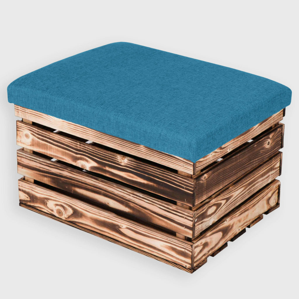 Sitzhocker mit Stauraum - ca. 50x40x30cm, Geflammt - Hocker aus Holz | Sitzbank & Aufbewahrungshocker mit Deckel - Sitzpouf & Fußhocker.