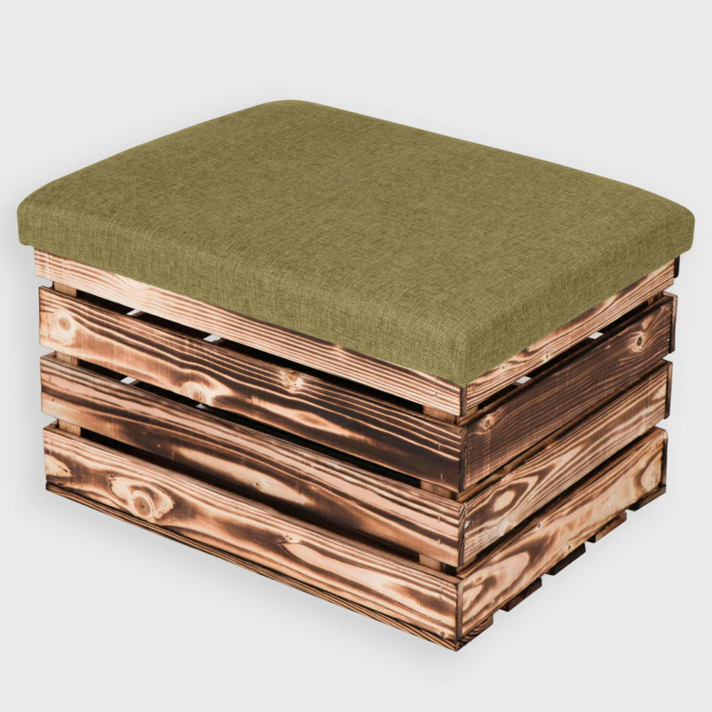 Sitzhocker mit Stauraum - ca. 50x40x30cm, Geflammt - Hocker aus Holz | Sitzbank & Aufbewahrungshocker mit Deckel - Sitzpouf & Fußhocker.