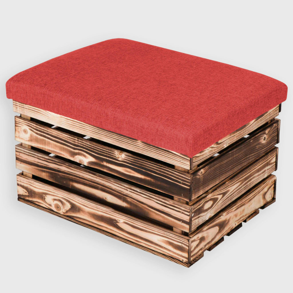 Sitzhocker mit Stauraum - ca. 50x40x30cm, Geflammt - Hocker aus Holz | Sitzbank & Aufbewahrungshocker mit Deckel - Sitzpouf & Fußhocker.