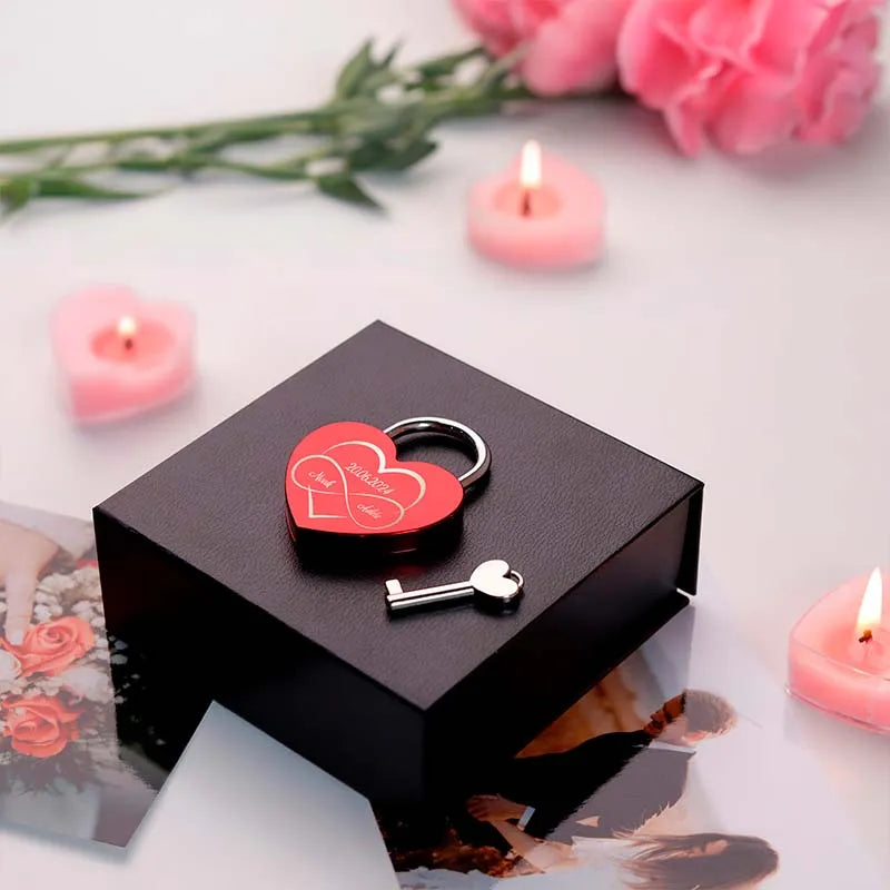Geschenkbox für Liebesschloss und Schlüssel - 10x10x3.8cm - Schwarz - Image 3