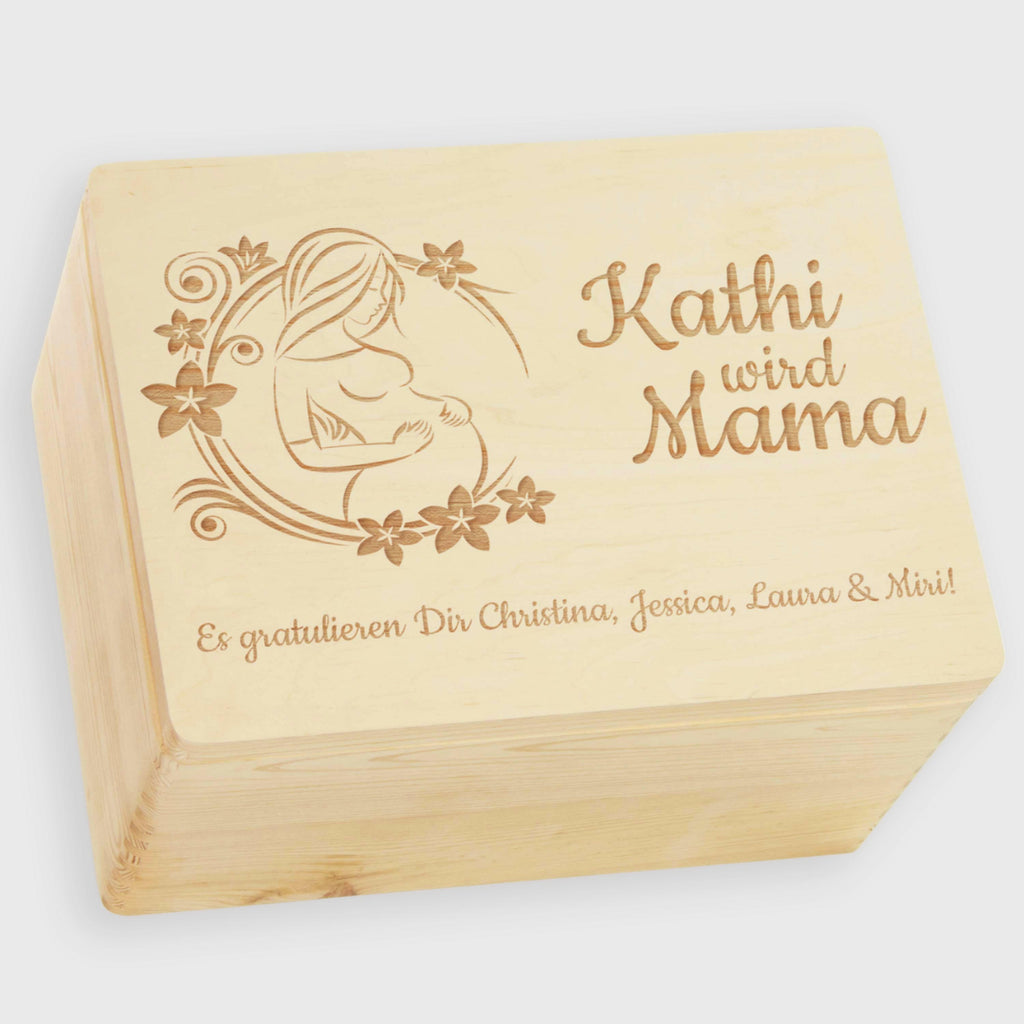 Personalisierte Erinnerungsbox für Werdende Mütter - Geschenk Schwangerschaft - Blumenzauber Du wirst Mama.