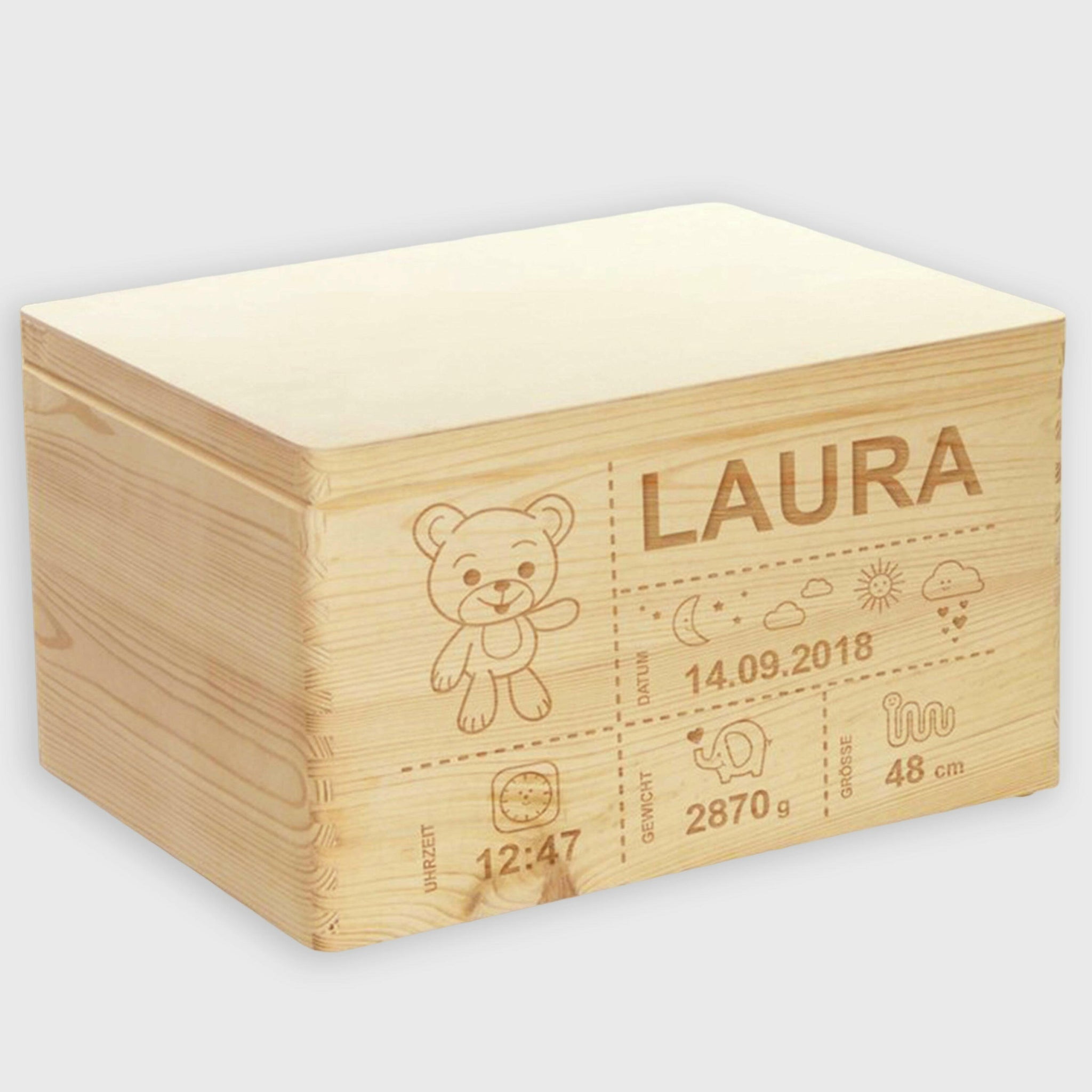 Holzkiste zur Geburt