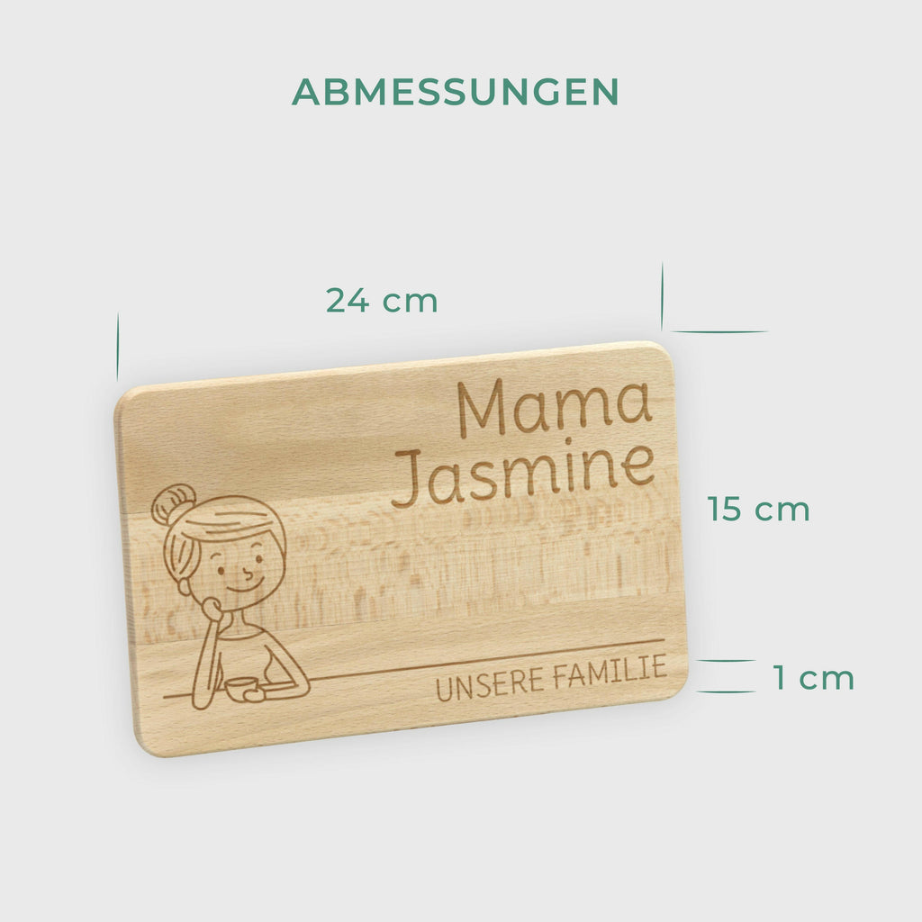 Frühstücksbrettchen mit Gravur - Personalisiert mit Namen - Mama "Unsere Familie" - Image 5