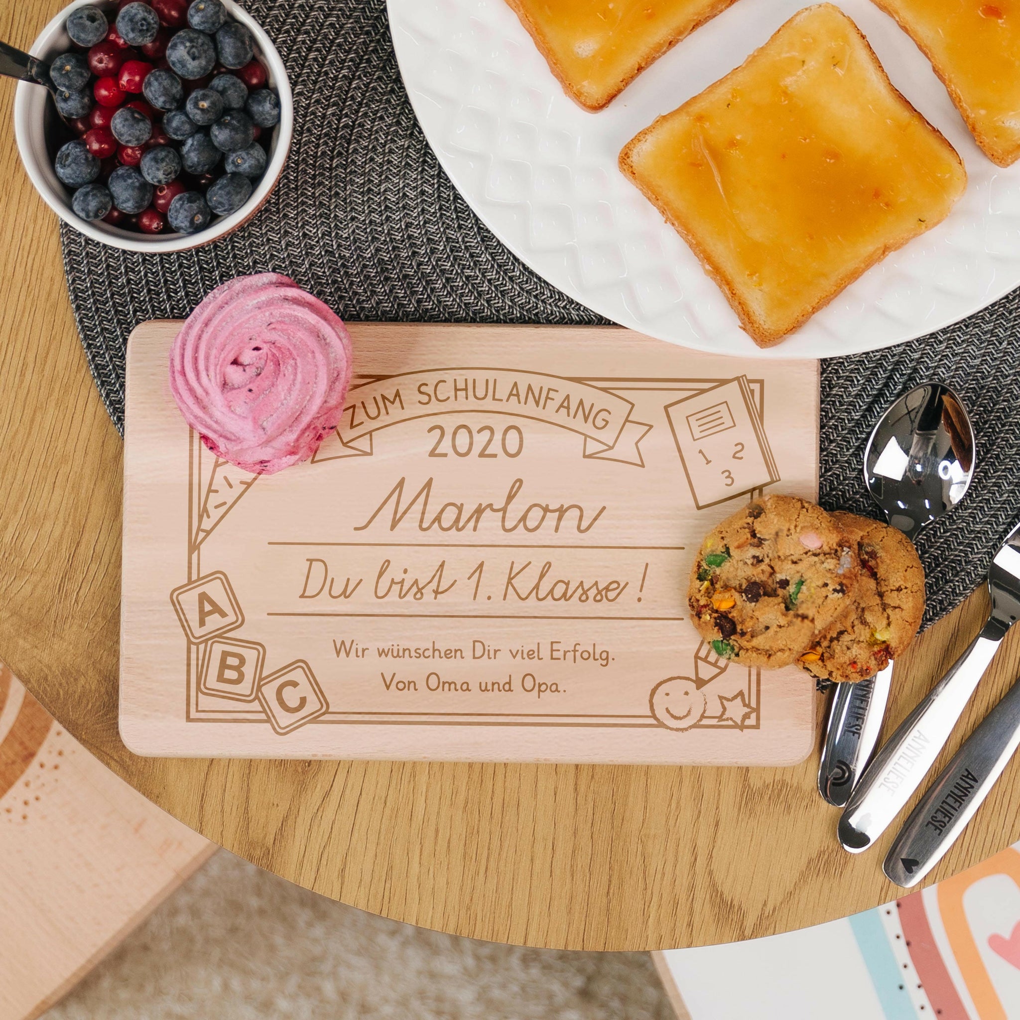 Frühstücksbrett Mit Gleitschirm Gravur | Personalisierbar | 21x11cm Ahornholz