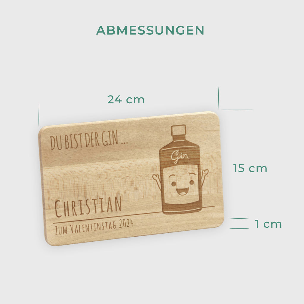 Frühstücksbrettchen mit Gravur Personalisiert - Gravur mit Namen - 2er-Set Gin & Tonic | Romantisches  Geschenk für sie und ihn.