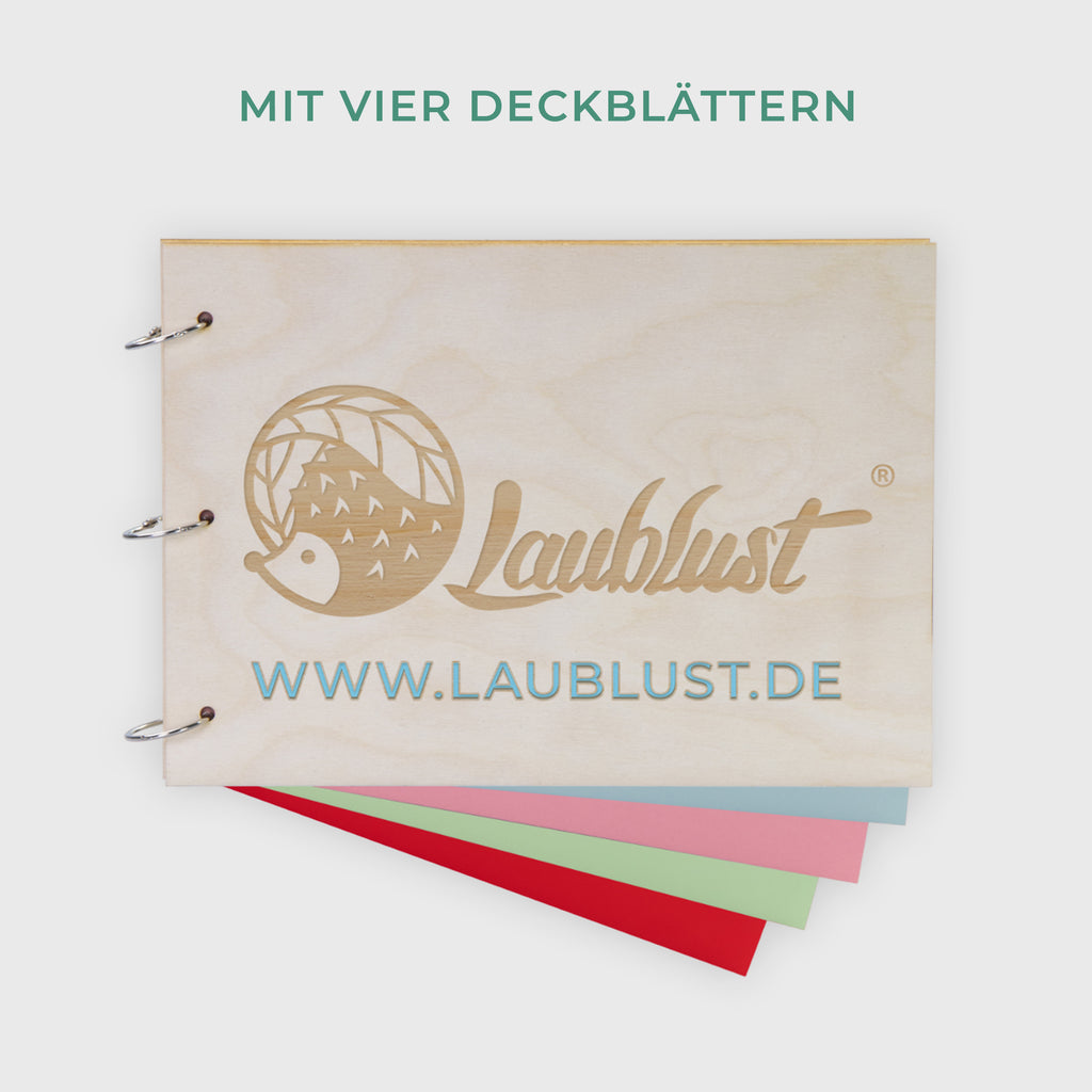 Fotoalbum Baby personalisiert mit Gravur - Gästebuch für Babyparty aus Holz - Teddybär | natur, A4 Format  - Erinnerungsbuch zum Selbstge.