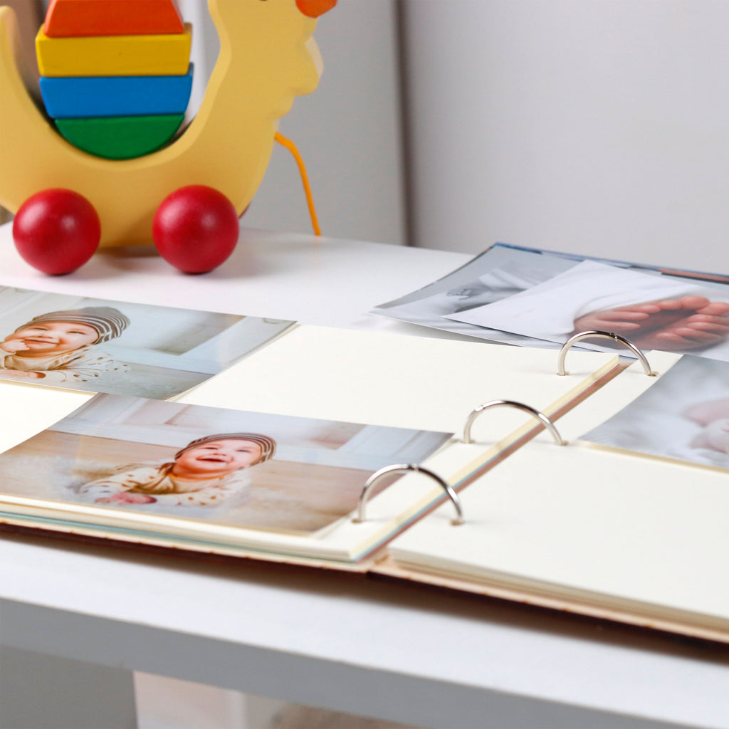 Fotoalbum Baby personalisiert mit Gravur - Gästebuch für Babyparty aus Holz - Dschungel | natur, A4 Format  - Erinnerungsbuch zum Selbstge.