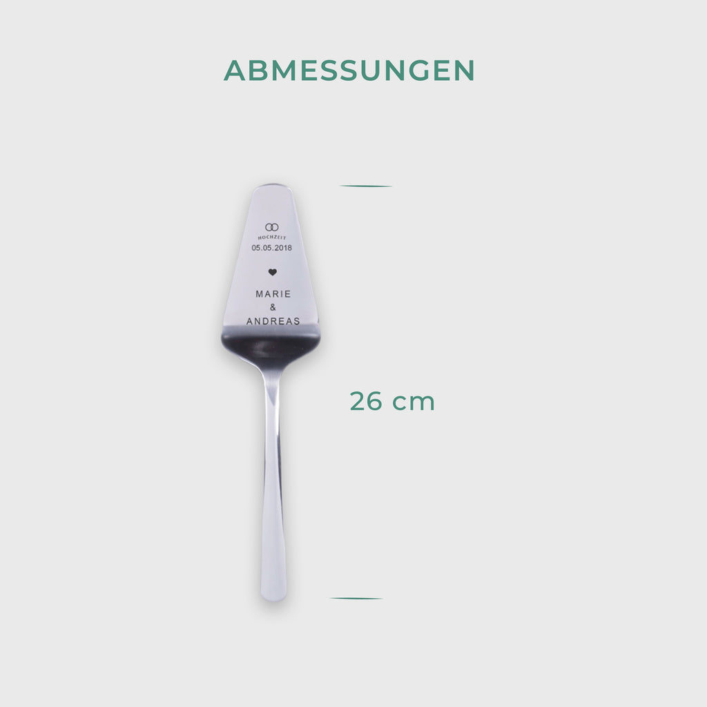 Tortenheber mit Gravur zur Hochzeit - Kuchenheber Personalisiert als Geschenke -  Ringe Motiv | Edelstahl - Hochzeitsgeschenk für Brautpaare.