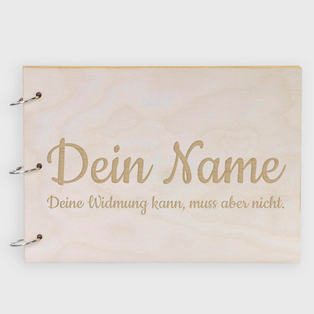 Fotoalbum & Gästebuch aus Holz personalisiert mit Wunschtext Gravur - A4 Format - Geschenk für die Feiertage - Schriftart & Papierset Wählbar.