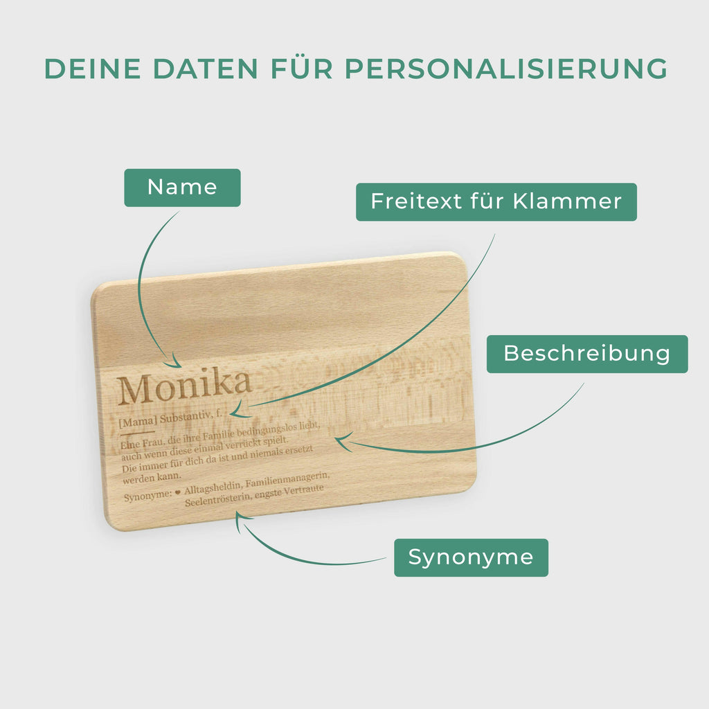 Frühstücksbrettchen mit Gravur - Personalisiert mit Namen - Mama Alltagsheldin Lexikon - Image 3