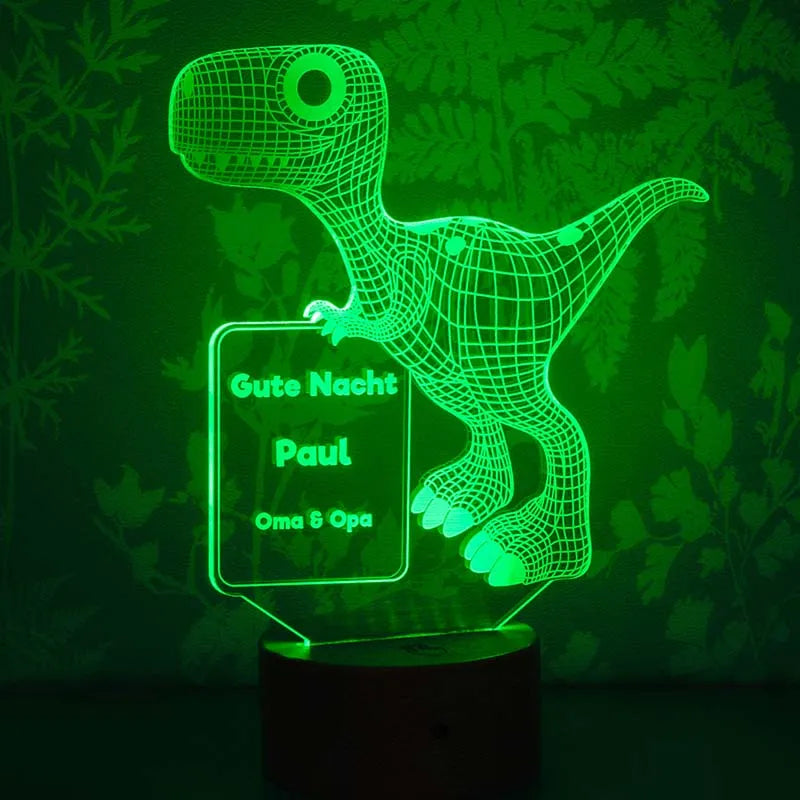 LED Kinder Nachtlicht - Personalisiert - Schlummerlicht Baby mit Namen | Dino - Image 1