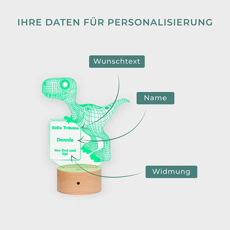 LED Kinder Nachtlicht - Personalisiert - Schlummerlicht Baby mit Namen | Dino - Image 6