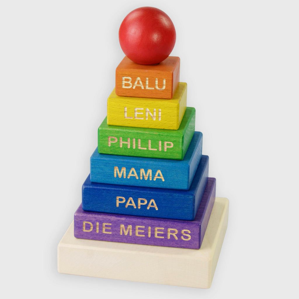 Stapelturm für Baby personalsiert - Gravur mit Namen -Steckspiel mit 7 Elementen - Wunschgravur - Image 1