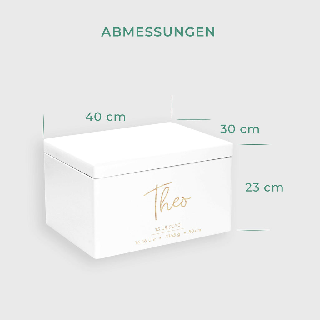 Erinnerungsbox für Baby - Niers Front-Motiv - Holzkiste als Geschenk zur Geburt - Weiß, FSC® - Image 4