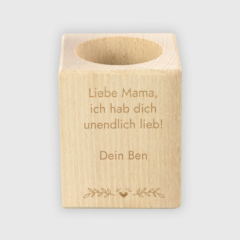 Teelichthalter Personalisiert mit Wunsch-Gravur - Beste Mama der Welt, Natur - ca. 6 x 6 x 7 cm - Image 5