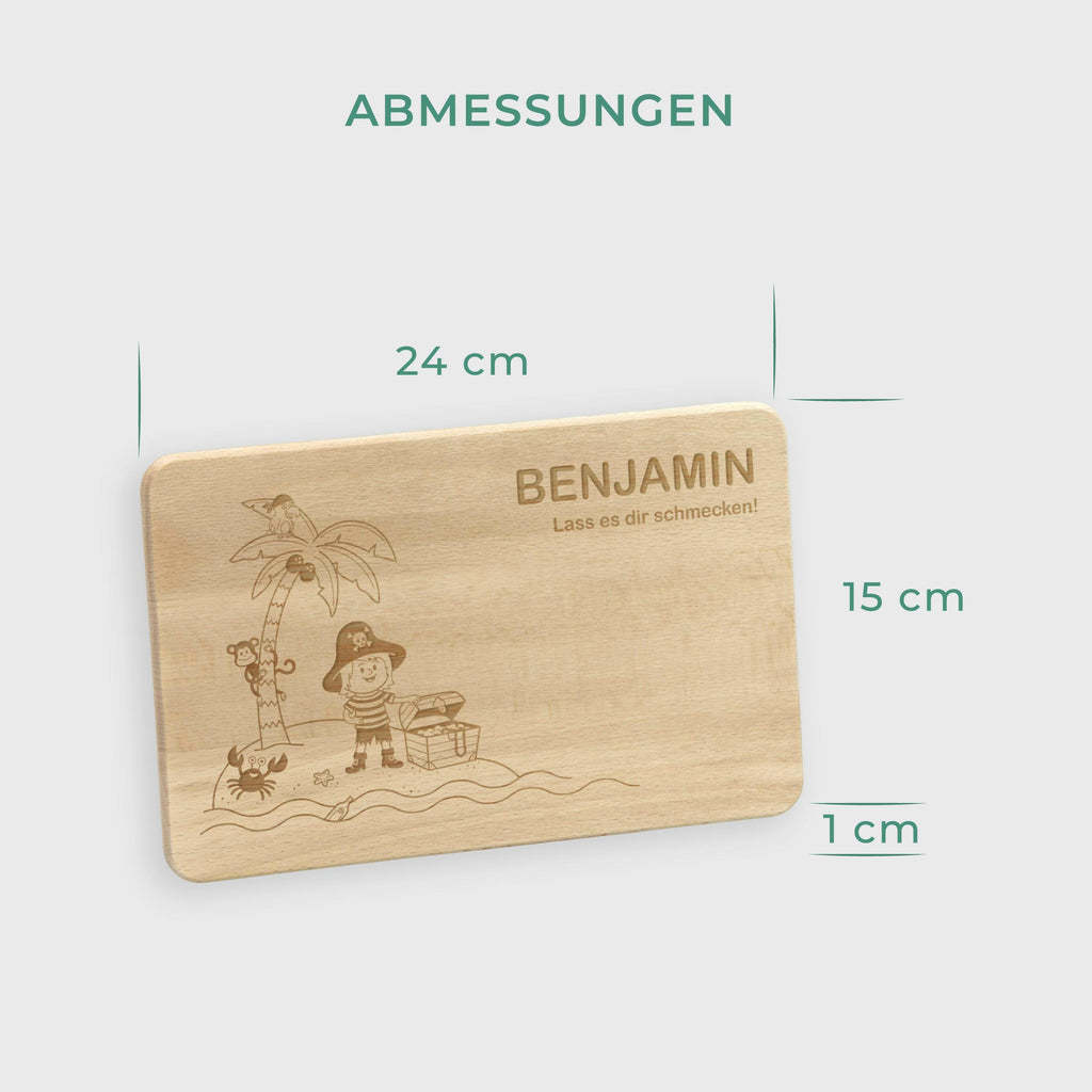Frühstücksbrettchen für Kinder mit Gravur - Personalisiert mit Namen - Pirat - Image 3