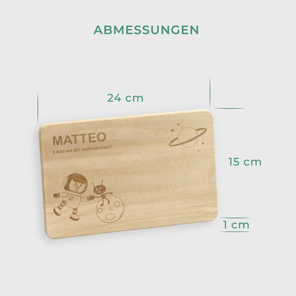 Frühstücksbrettchen für Kinder mit Gravur - Personalisiert mit Namen - Weltall - Image 3