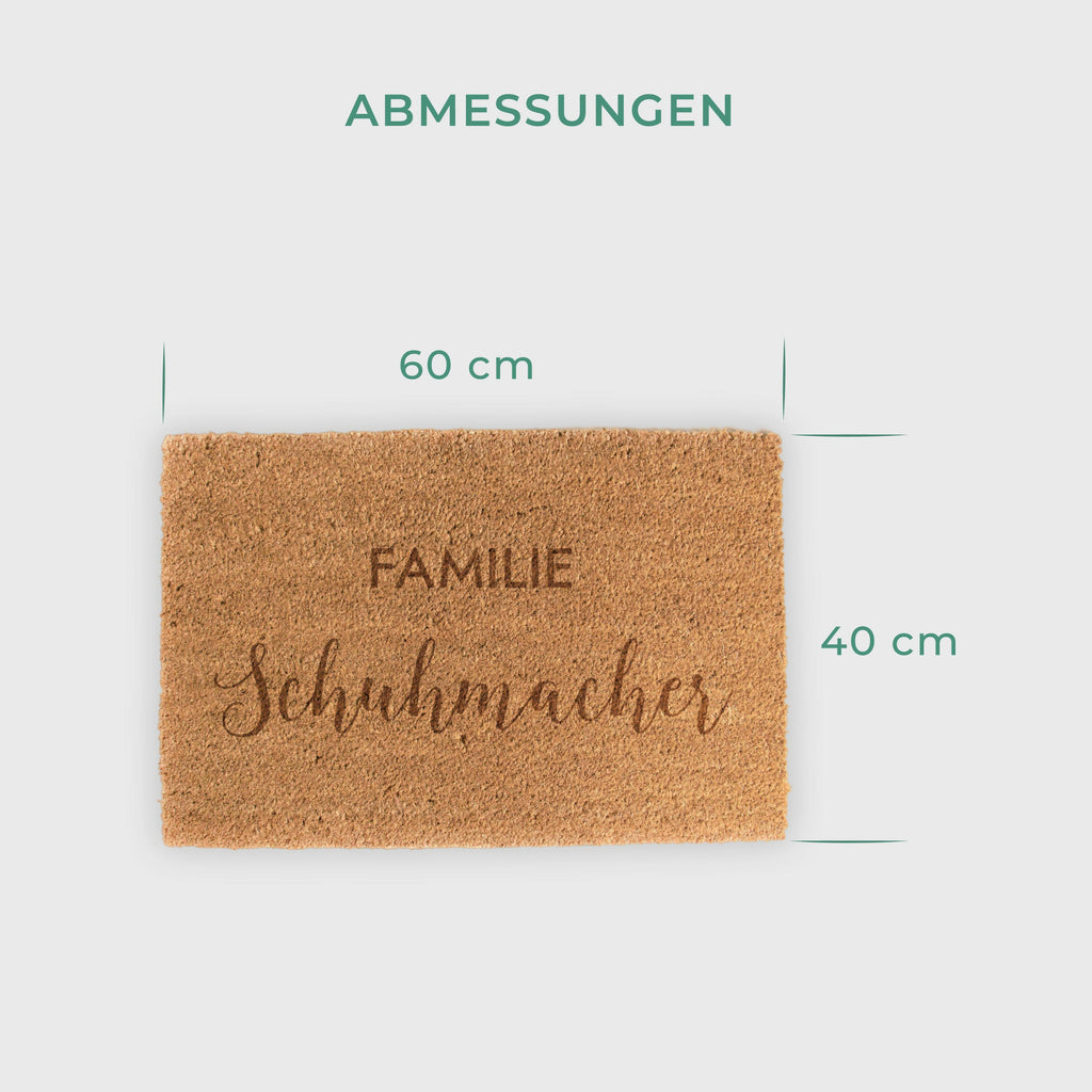 Fußmatte Personalisiert mit Namen - Willkommen bei Familie - Wunschname - ca. 60 x 40 cm, rutschfest & waschbar - Image 3