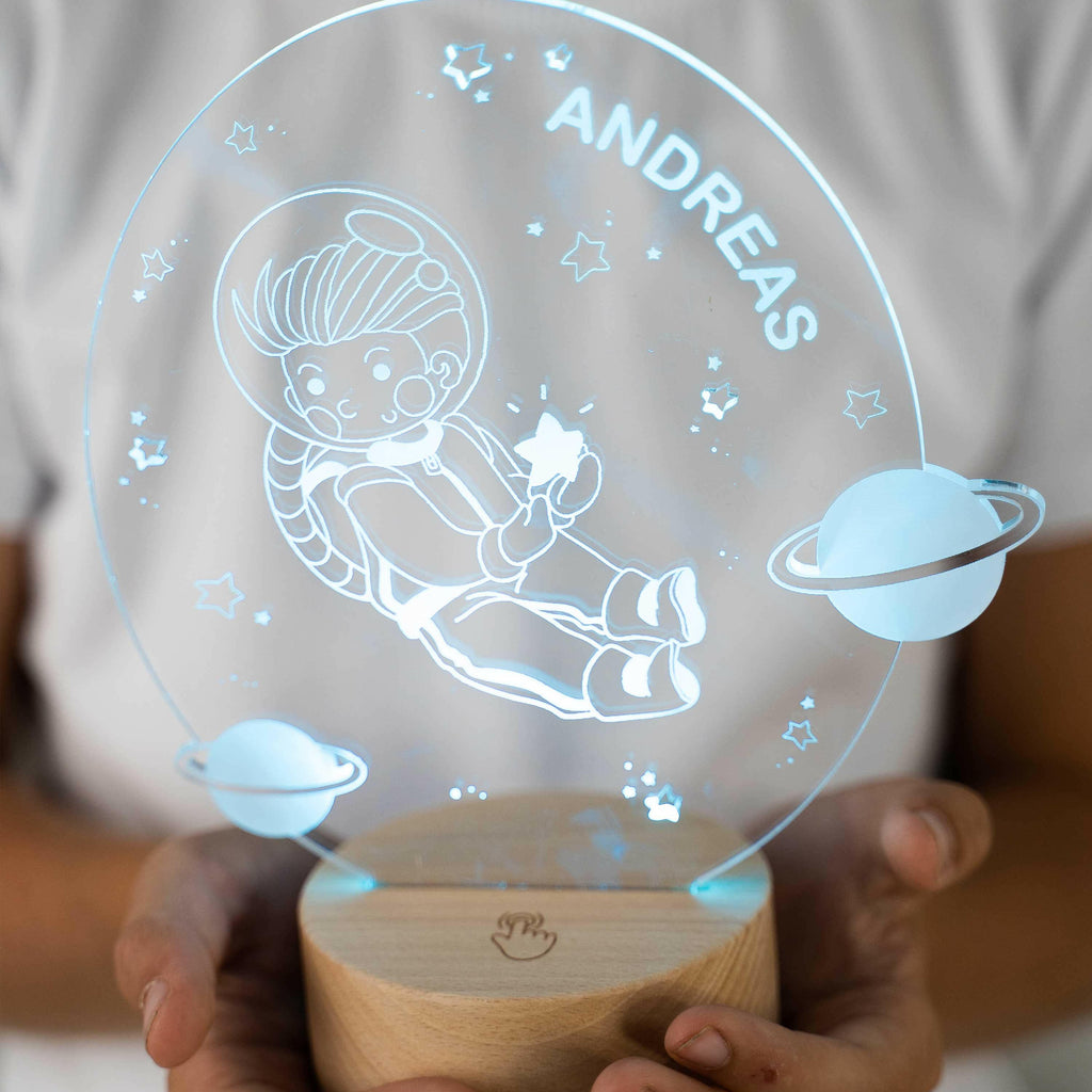 LED Kinder Nachtlicht - Personalisiert - Schlummerlicht Baby mit Namen - Astronaut 3D Lampe - Image 5