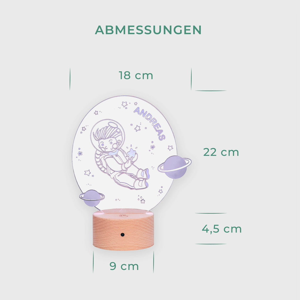 LED Kinder Nachtlicht - Personalisiert - Schlummerlicht Baby mit Namen - Astronaut 3D Lampe - Image 4