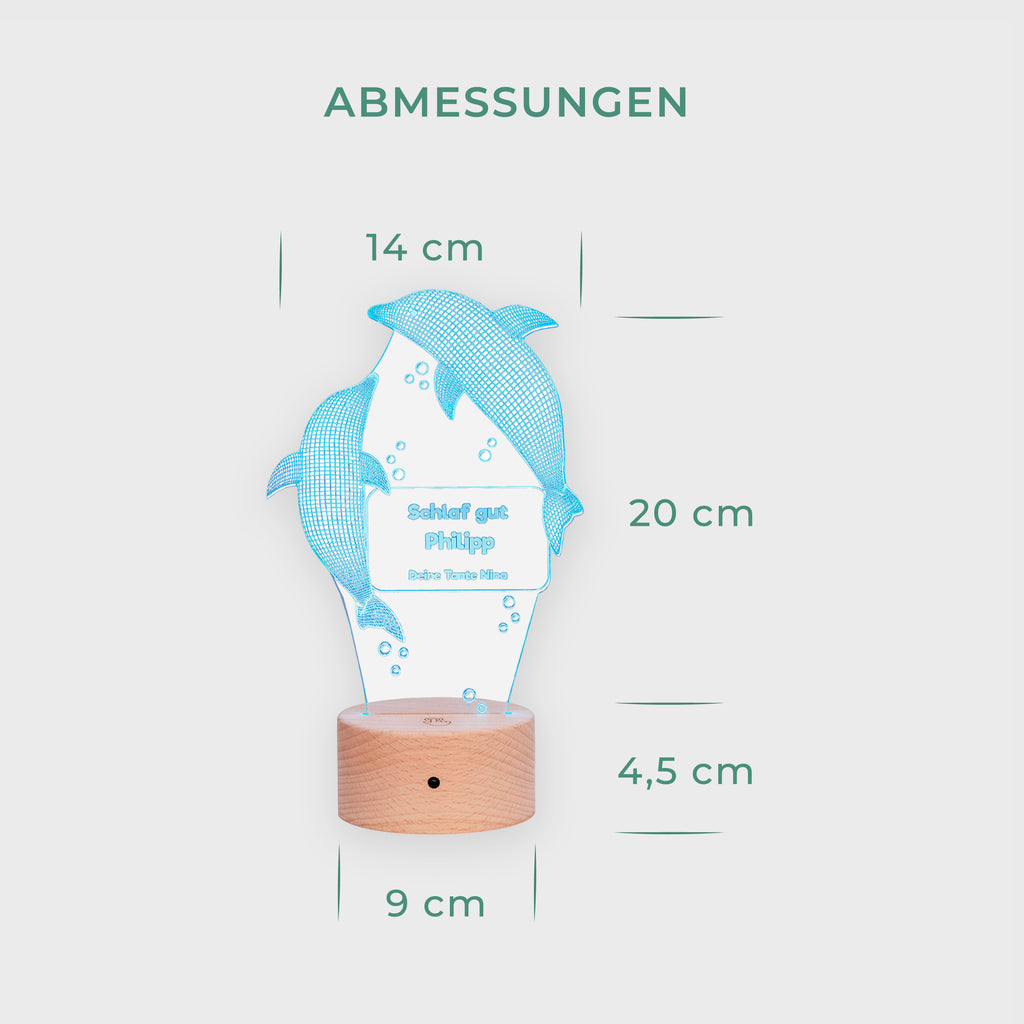 LED Kinder Nachtlicht - Personalisiert - Schlummerlicht Baby mit Namen - Delfine 3D Lampe - Image 5