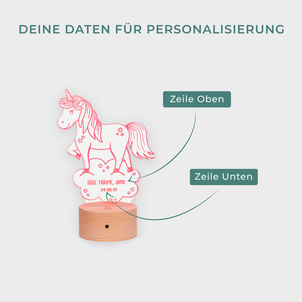 LED Kinder Nachtlicht - Personalisiert - Schlummerlicht Baby mit Namen - Einhorn 3D Lampe - Image 3