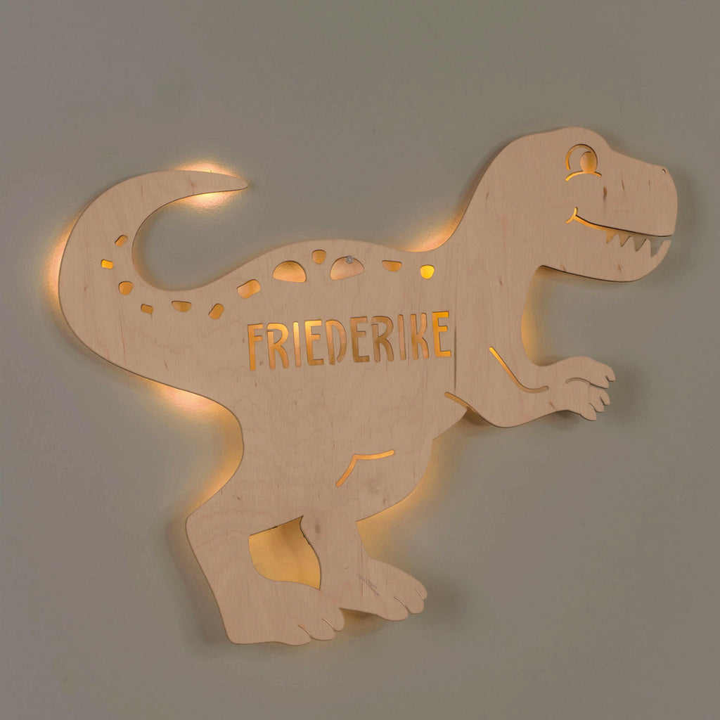 Schlummerlicht Baby mit Namen - Kinder Nachtlicht Personalisiert - Dino T-Rex - Image 1