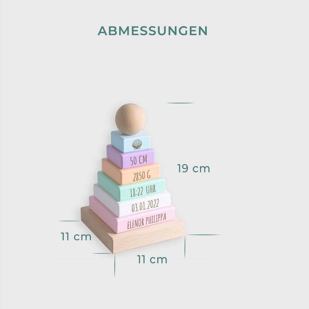 Stapelturm für Baby personalsiert - Gravur mit Namen -Steckspiel für Mädchen - Ocean - Image 5