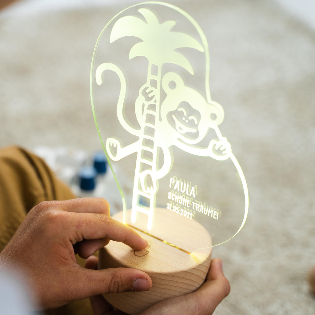 LED Kinder Nachtlicht - Personalisiert - Schlummerlicht Baby mit Namen - Affe 3D Lampe - Image 8