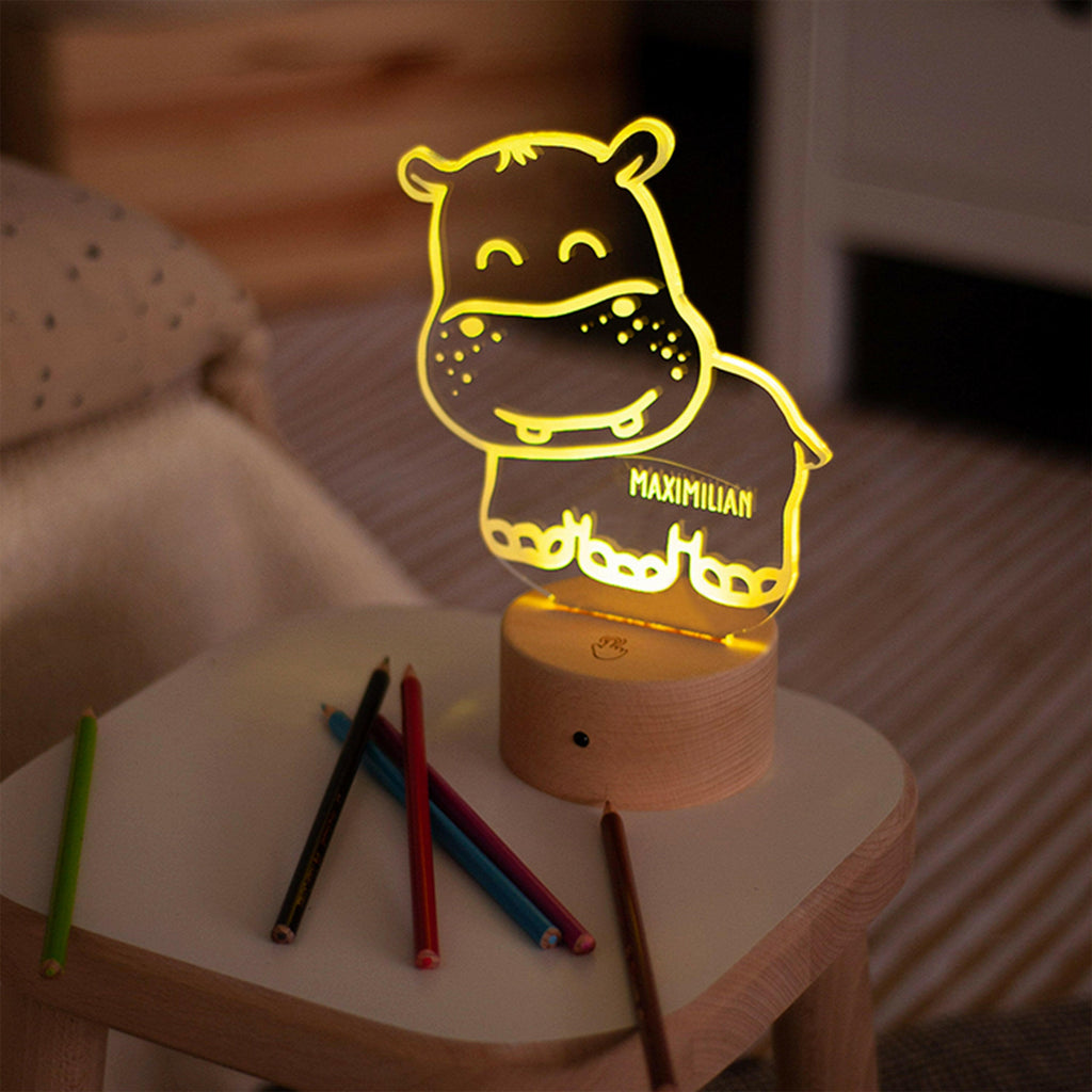 LED Kinder Nachtlicht - Personalisiert - Schlummerlicht Baby mit Namen - Hippo 3D Lampe - Image 7
