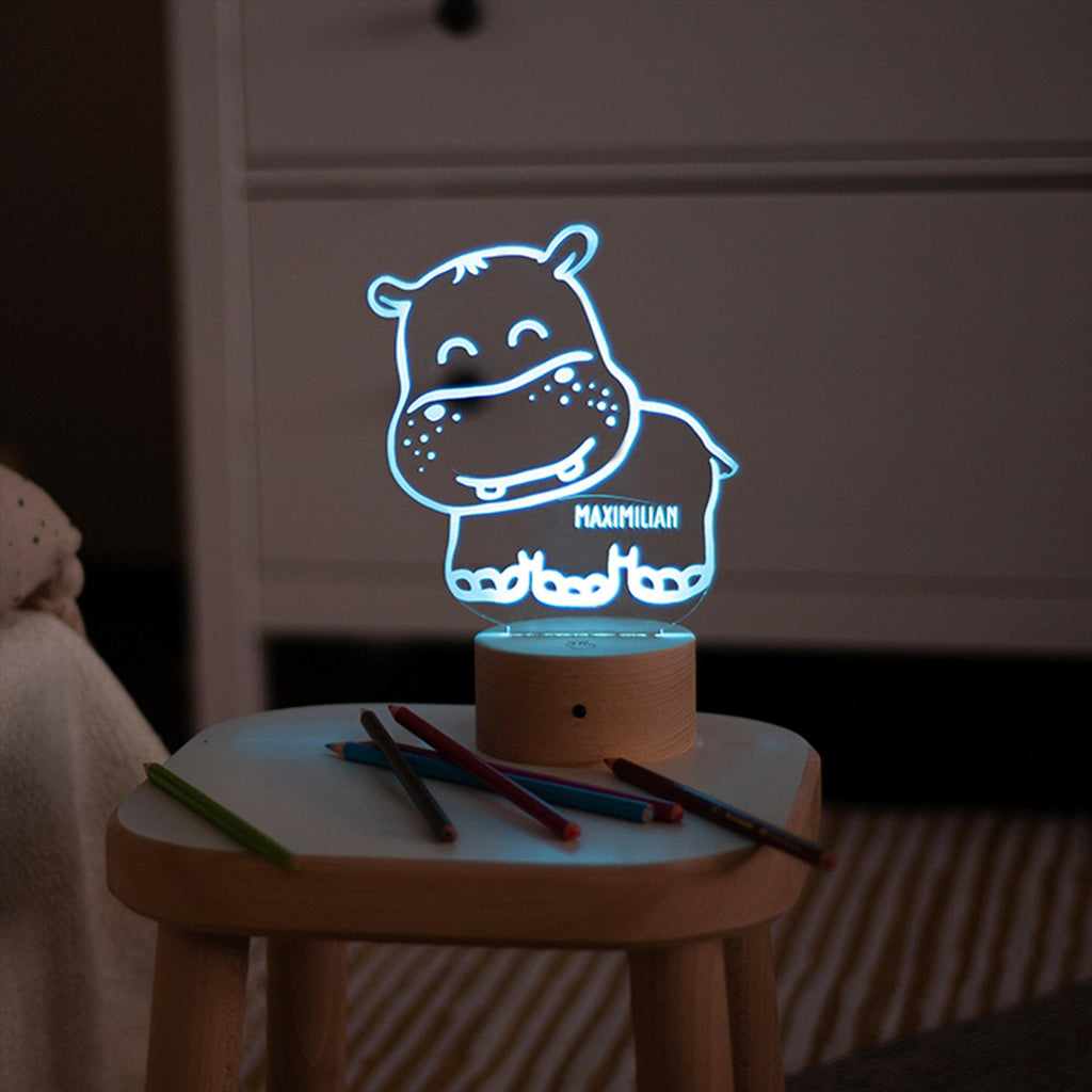 LED Kinder Nachtlicht - Personalisiert - Schlummerlicht Baby mit Namen - Hippo 3D Lampe - Image 9