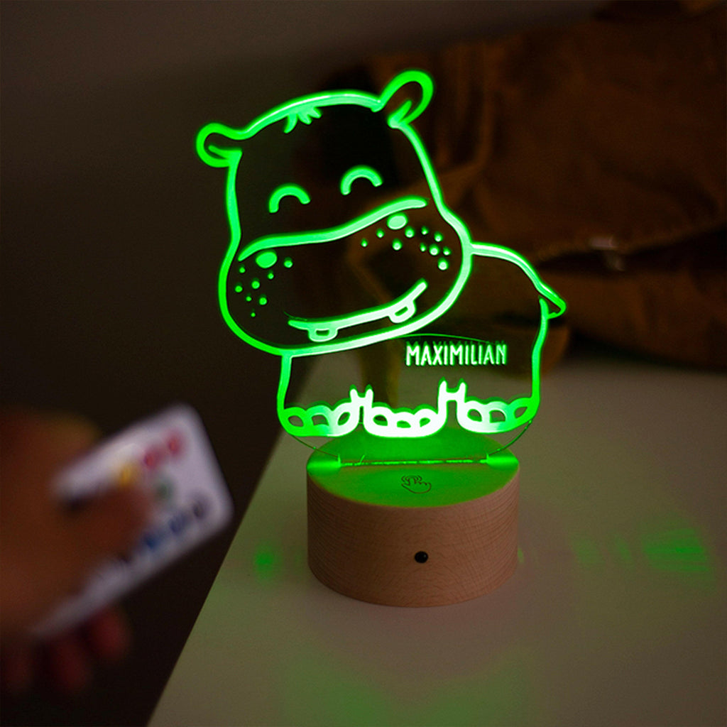 LED Kinder Nachtlicht - Personalisiert - Schlummerlicht Baby mit Namen - Hippo 3D Lampe - Image 10