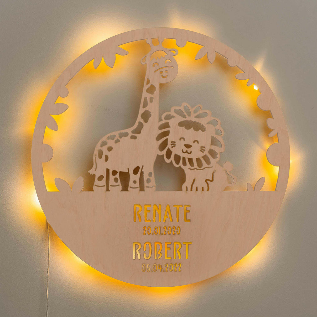 Schlummerlicht Baby mit Namen - Kinder Nachtlicht Personalisiert - Dschungel - Image 1
