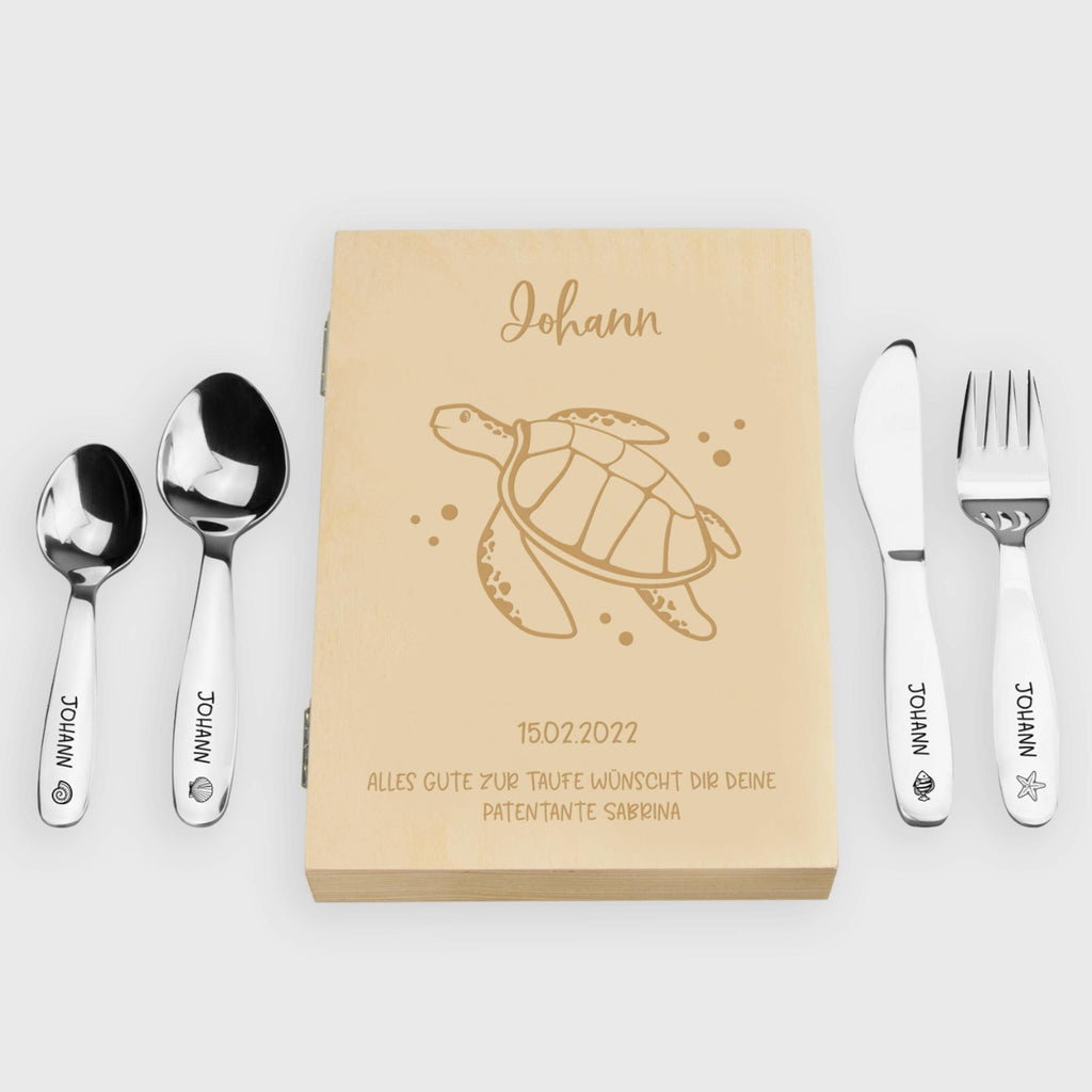 Kinderbesteck mit Namensgravur - Schildkröte Motiv - Besteck mit Namen - Image 1