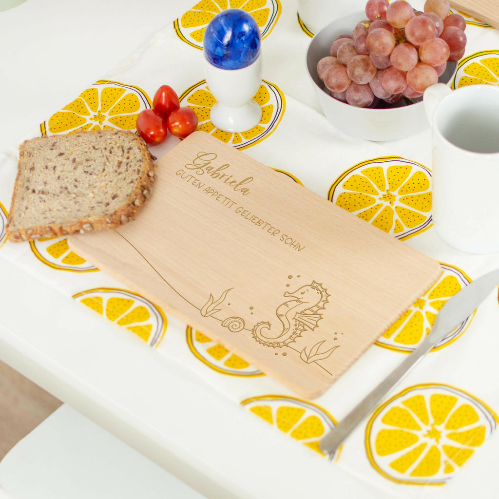 Frühstücksbrettchen für Kinder mit Gravur - Personalisiert mit Namen - Seepferdchen - Image 6