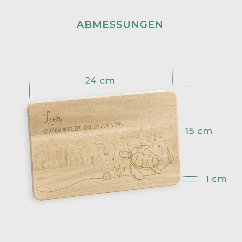 Frühstücksbrettchen für Kinder mit Gravur - Personalisiert mit Namen - Schildkröte - Image 3