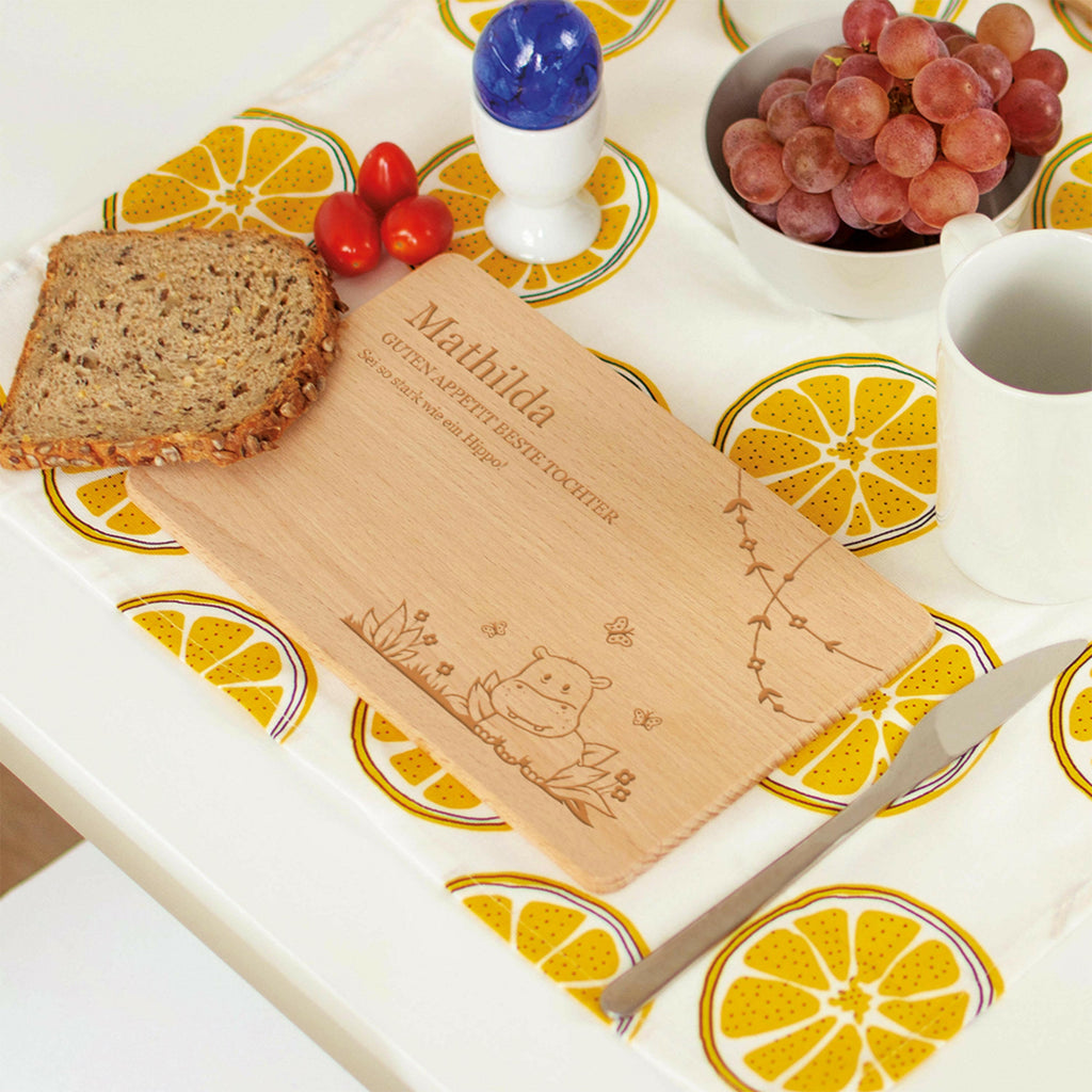 Frühstücksbrettchen für Kinder mit Gravur - Personalisiert mit Namen - Nilpferd - Image 4