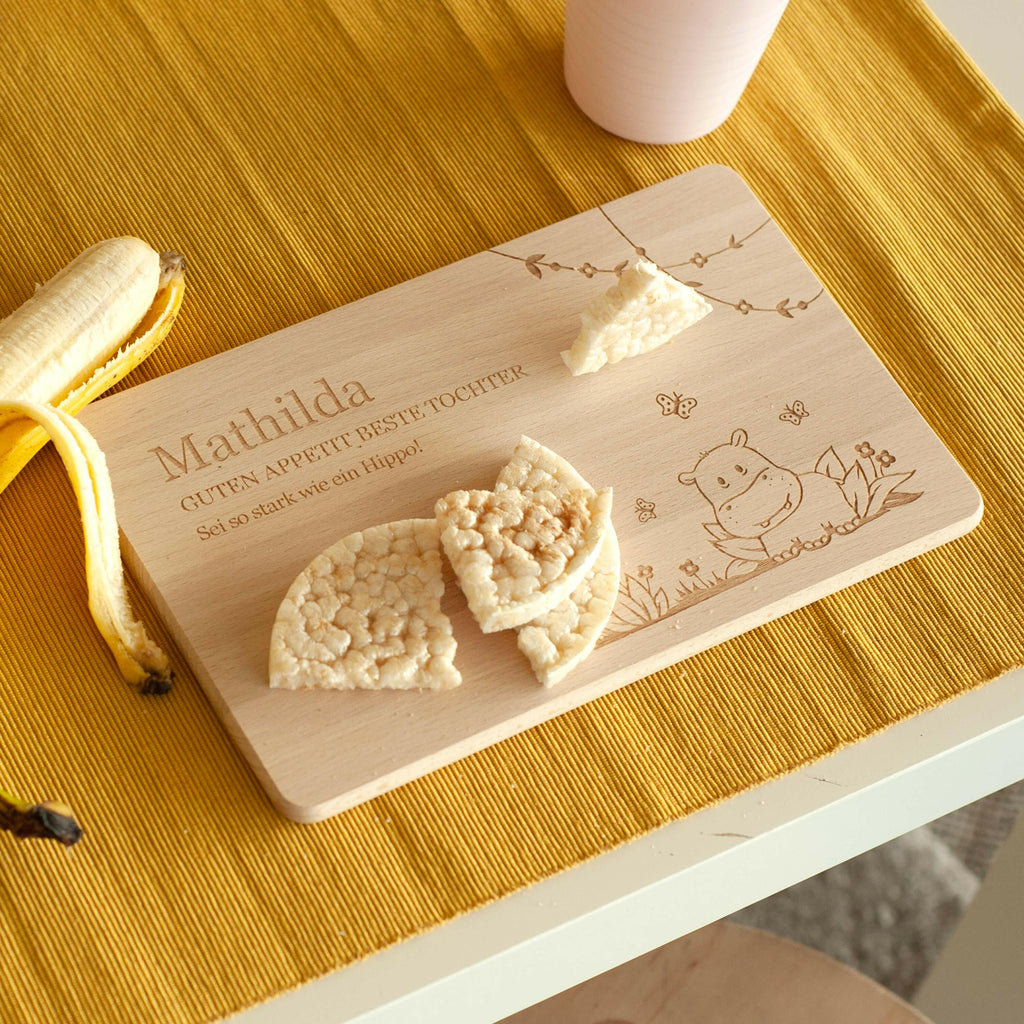 Frühstücksbrettchen für Kinder mit Gravur - Personalisiert mit Namen - Nilpferd - Image 7