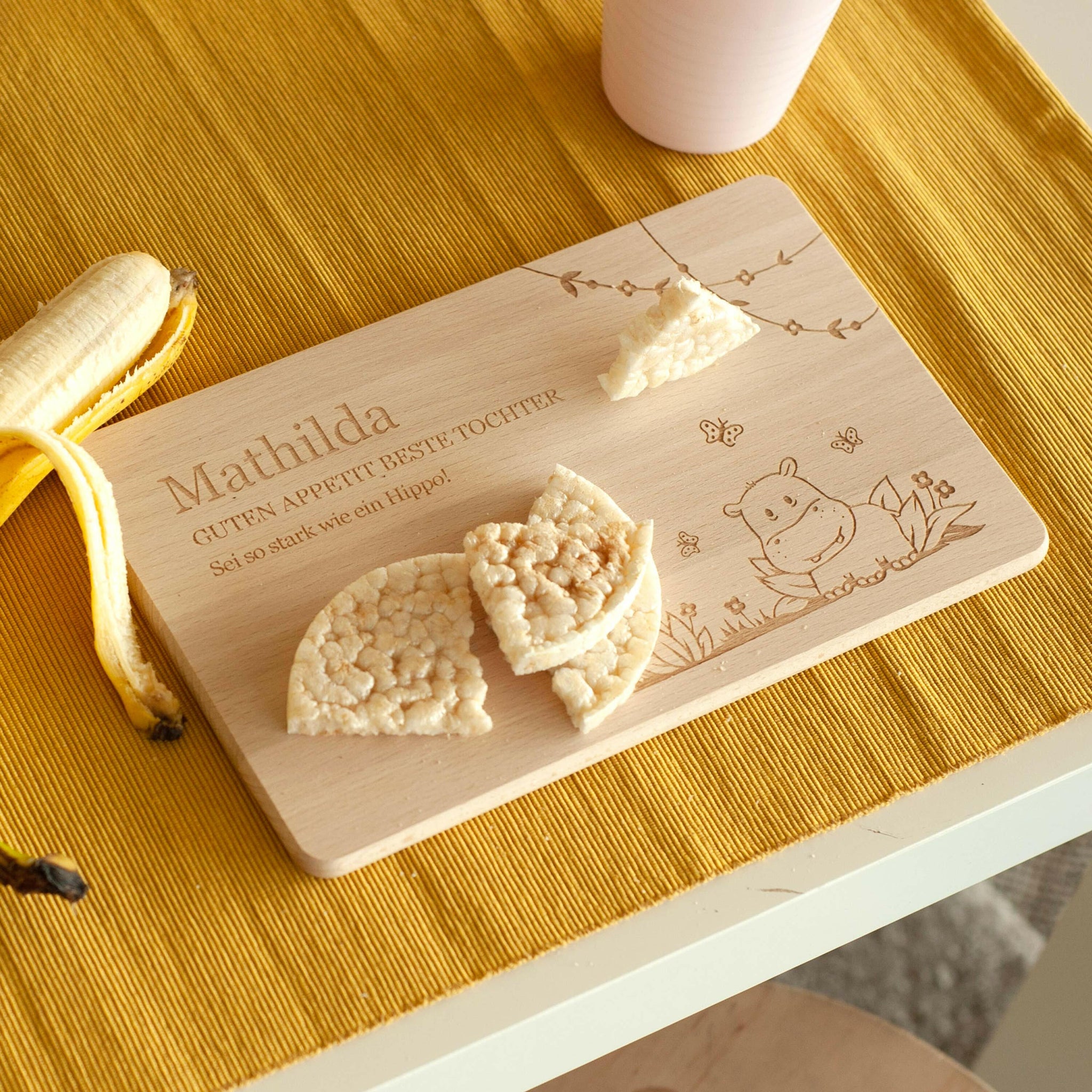 Frühstücksbrett »MONDFISCH« Mit Gravur – Personalisierbares Schneidebrett Aus Buchenholz, 21x11 Cm, Taucher-Motiv