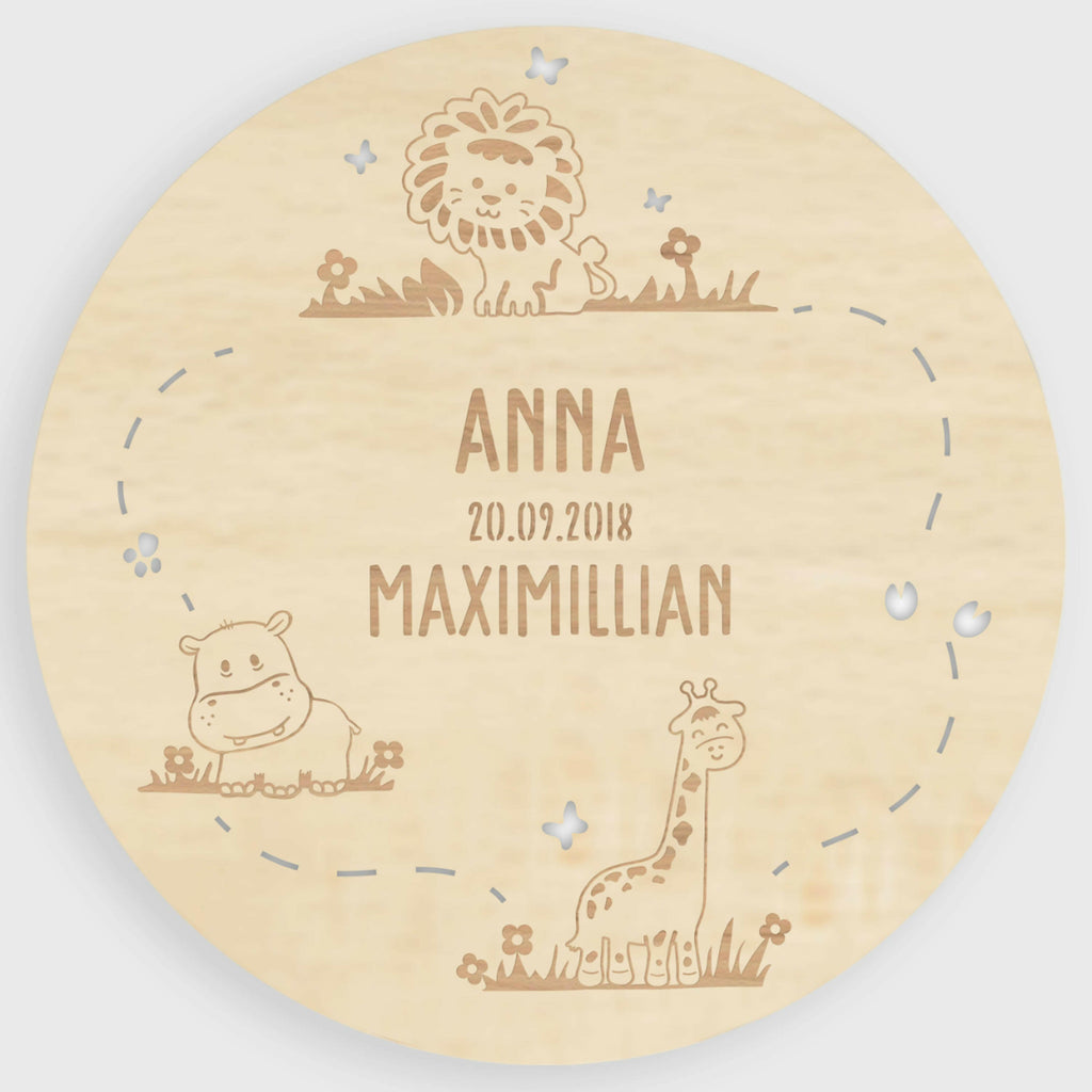 Namensschild aus Holz für zwei Kinder - Personalisiert - Dschungel Motiv - Natur - Image 7
