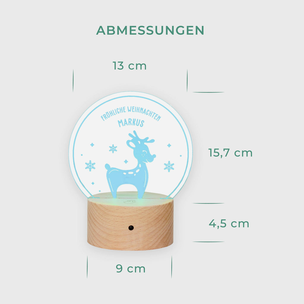 LED Kinder Nachtlicht - Personalisiert - Weihnachtsrentier - Acrylglas mit Holzsockel - Image 5