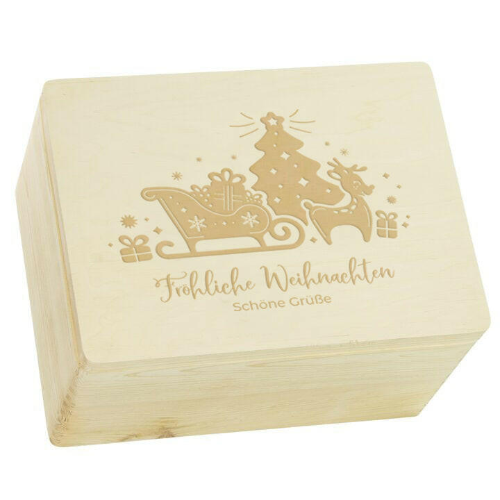 Erinnerungsbox - Personalisiert - Weihnachtsschlitten Motiv.