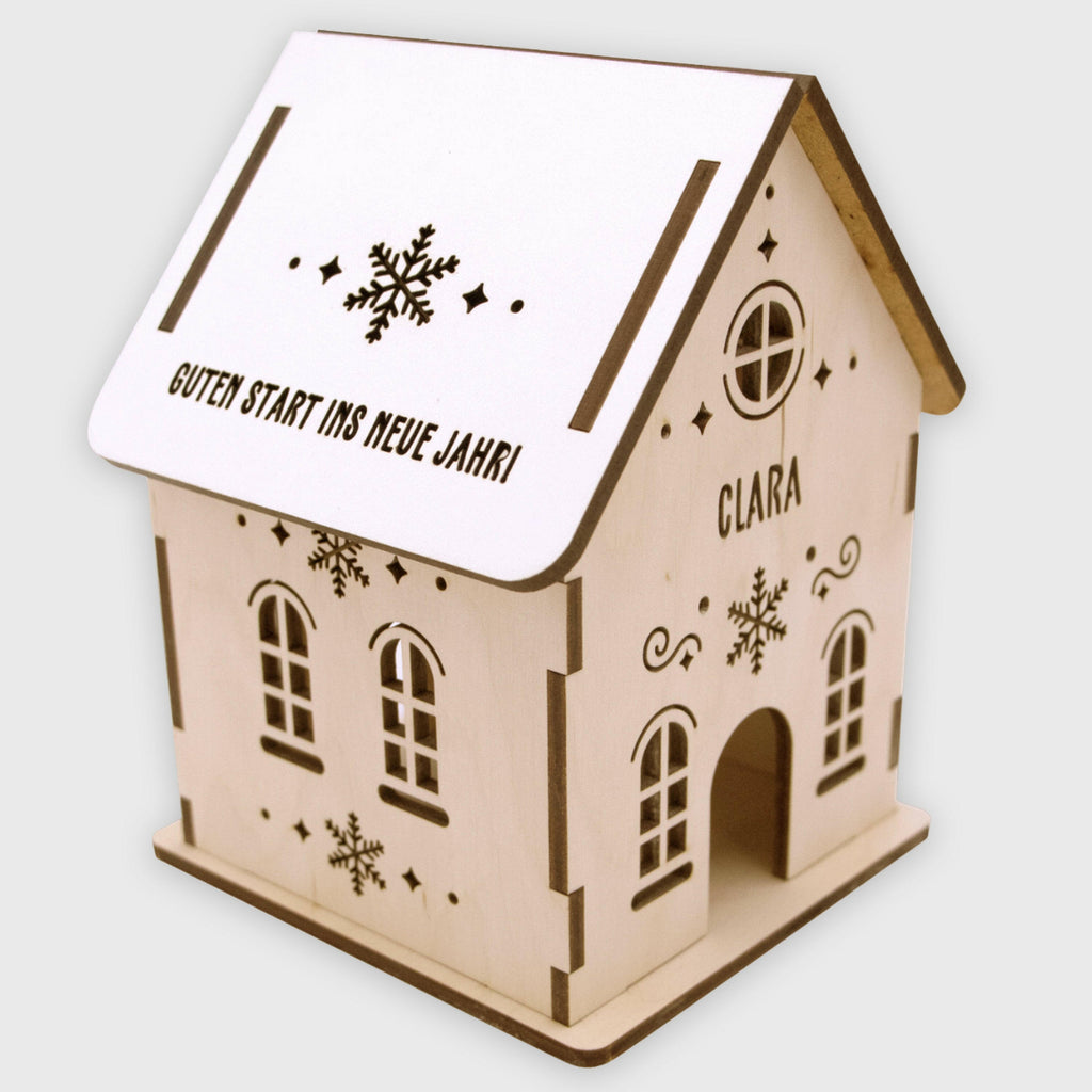 Weihnachtsdeko - Personalisiert - beleuchtetes Holzhäuschen - Größe M - Image 3