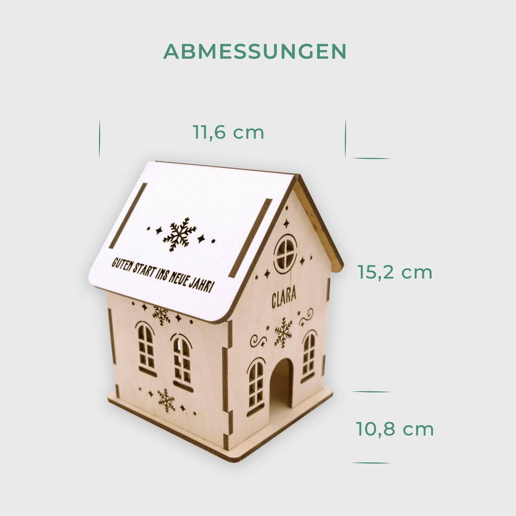 Weihnachtsdeko - Personalisiert - beleuchtetes Holzhäuschen - Größe M - Image 4