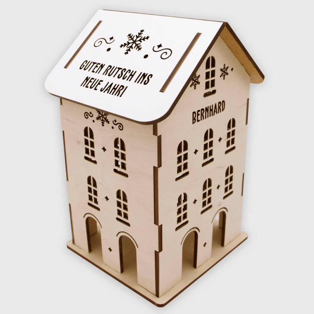 Weihnachtsdeko - Personalisiert - beleuchtetes Holzhäuschen - Größe L - Image 3
