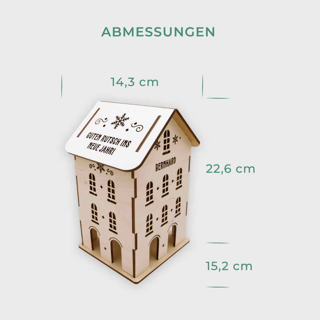 Weihnachtsdeko - Personalisiert - beleuchtetes Holzhäuschen - Größe L - Image 4
