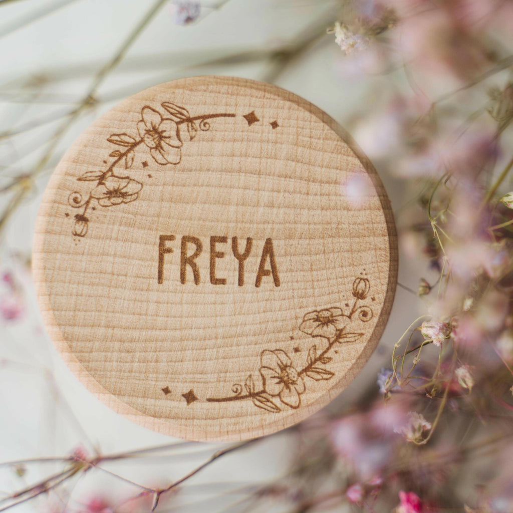 Rundes Schmuckkästchen aus Holz - Personalisiert - Florales Motiv - Image 6