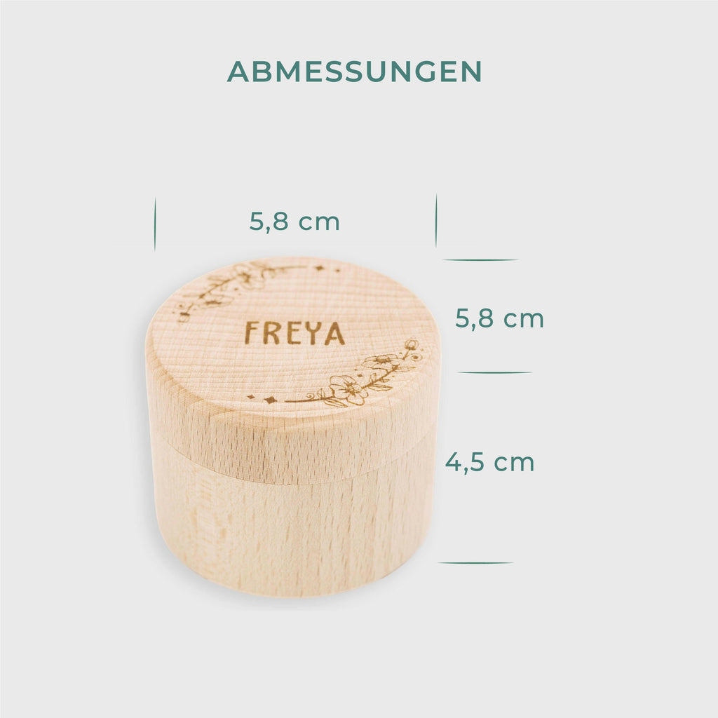 Rundes Schmuckkästchen aus Holz - Personalisiert - Florales Motiv - Image 3