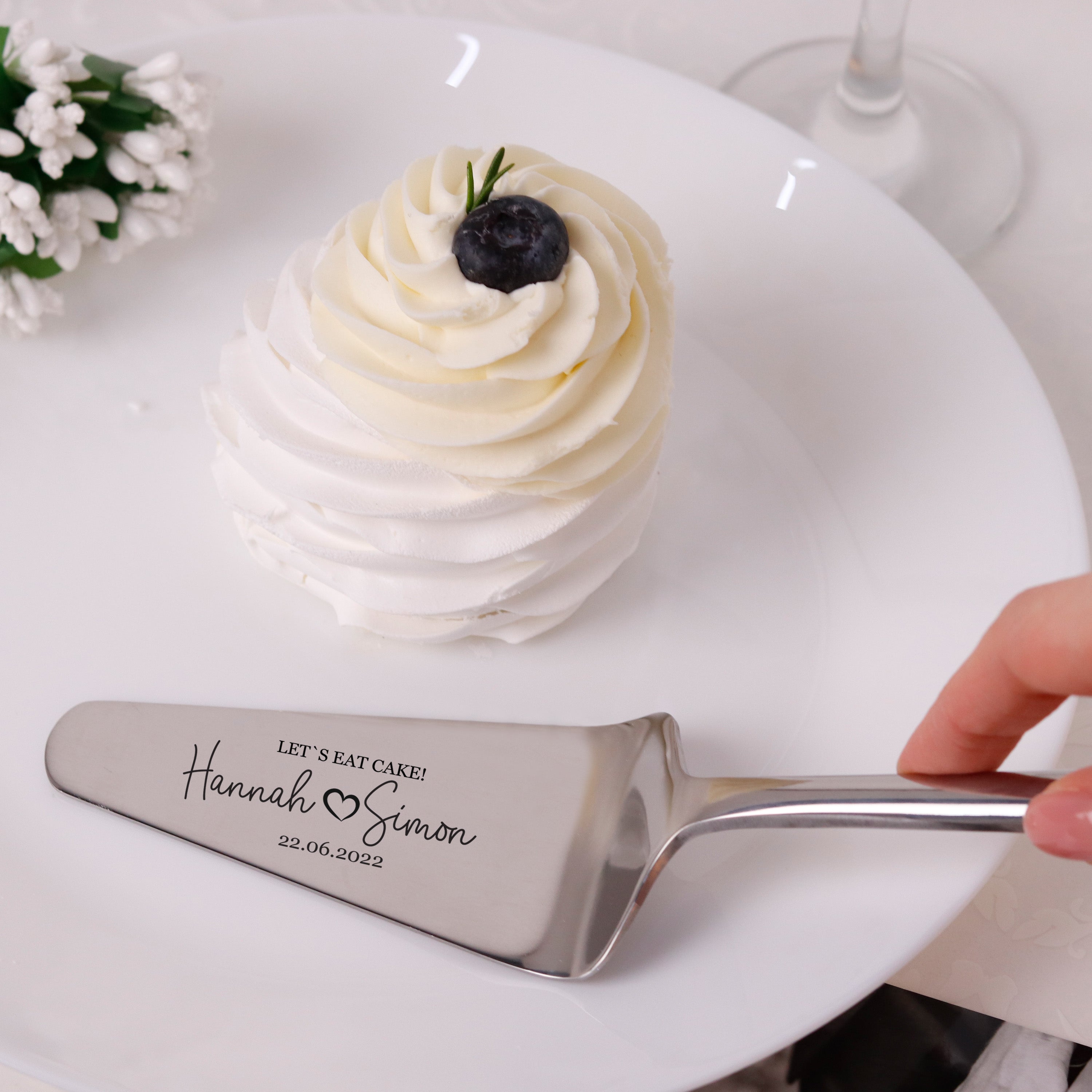 Tortenheber mit Gravur zur Hochzeit (Wunschtext), Edelstahl | LAUBLUST.de